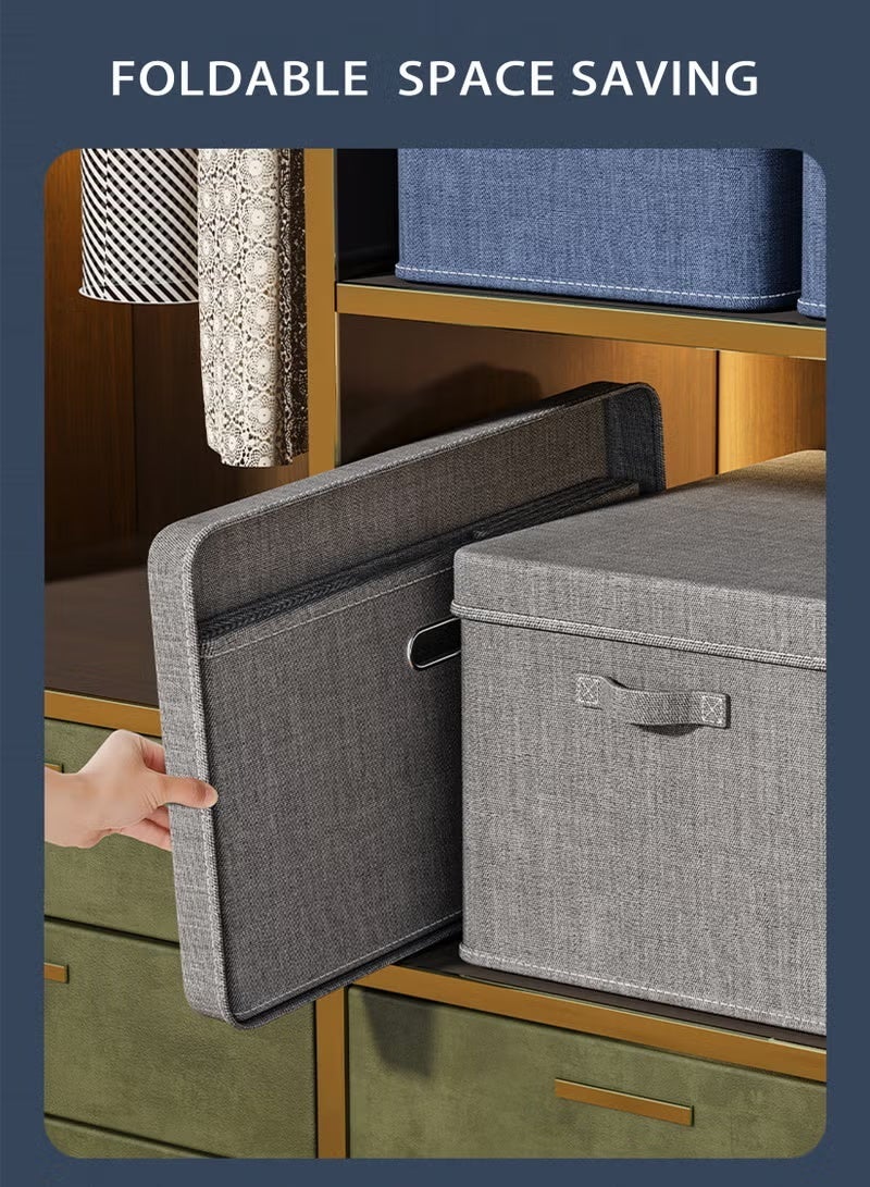 زيفانا صناديق تخزين كبيرة الحجم على شكل مكعبات مزودة بمقابض، ومنظمات قابلة للطي والغسل مع غطاء قابل للإزالة للملابس والألعاب والكتب والألعاب، للاستخدام المنزلي والمكتبي - Image 2