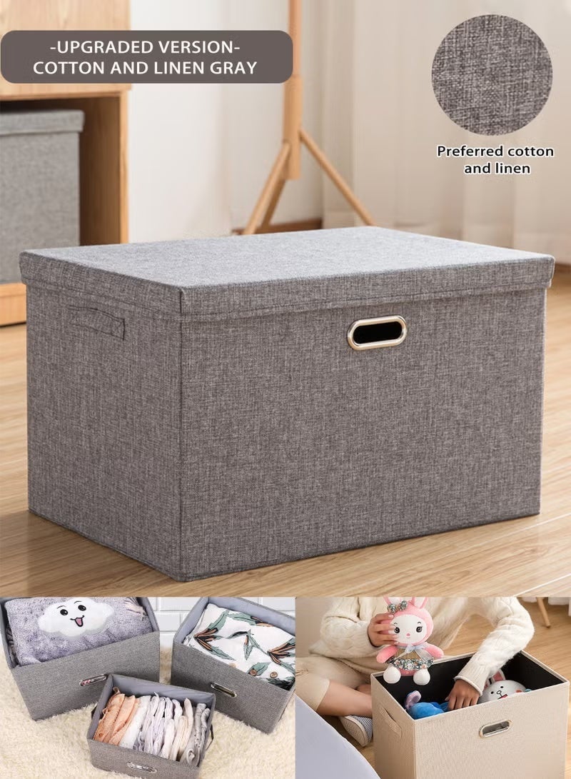 زيفانا صناديق تخزين كبيرة الحجم على شكل مكعبات مزودة بمقابض، ومنظمات قابلة للطي والغسل مع غطاء قابل للإزالة للملابس والألعاب والكتب والألعاب، للاستخدام المنزلي والمكتبي - Image 1