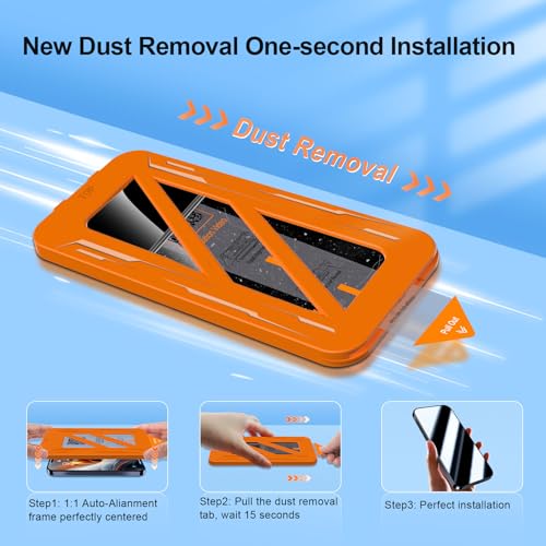 QHOHQ [1-Second Auto-Install] 3 Pack Screen Protector for iPhone 17 Pro [6.3 Inch] + 1 Set Camera Lens Protector, Shatterproof Tempered Glass, [Military Grade Protection], Anti-Finger, Case Friendly - Image 2