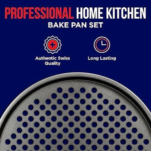 BAKKENMASTER Bakken- Swiss Non-Stick Pizza Pan with Holes - 13-Inch Perforated Pizza Crisper Carbon Steel Pizza Pan - 2 Round Pizza Trays - PFOA PFOS and PTFE Free - Image 4