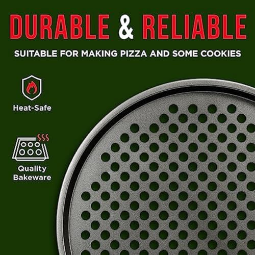 BAKKENMASTER Bakken- Swiss Non-Stick Pizza Pan with Holes - 13-Inch Perforated Pizza Crisper Carbon Steel Pizza Pan - 2 Round Pizza Trays - PFOA PFOS and PTFE Free - Image 5