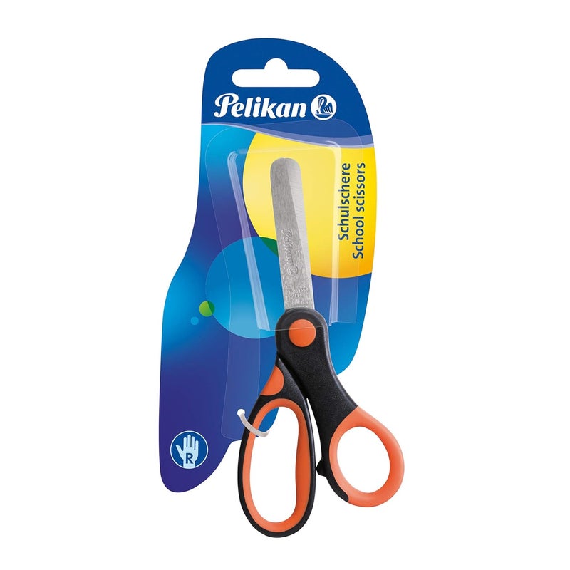 Pelikan 804851 Kids School Scissors (13cm) – Right-Handed Ergonomic Soft Grip, Stainless Steel Blades with Rounded Tip - Assorted - Image 1