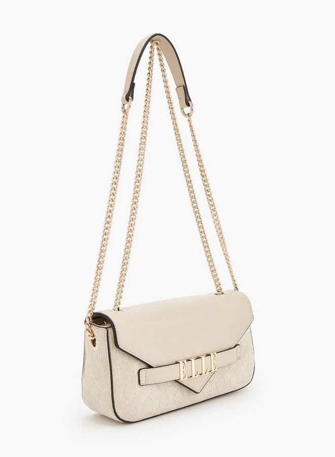 Elle BEIGE Monogram Embossed Crossbody Bag With Chain Strap for Women | Best Price UAE