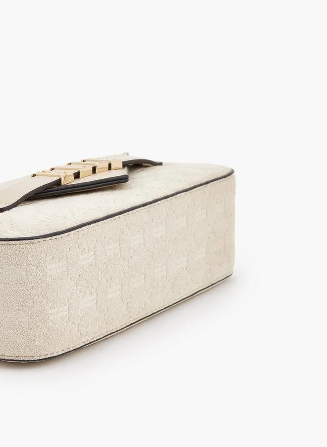 Elle BEIGE Monogram Embossed Crossbody Bag With Chain Strap for Women | Best Price UAE
