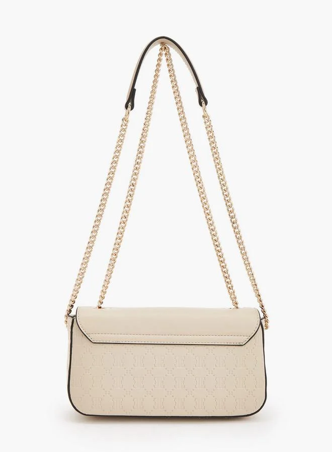 Elle BEIGE Monogram Embossed Crossbody Bag With Chain Strap for Women | Best Price UAE