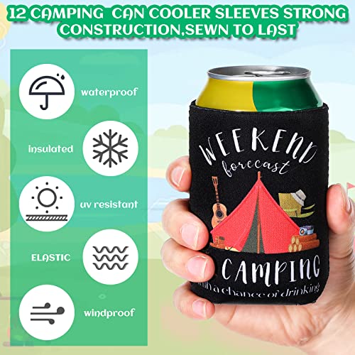 Raiten 12 Pcs Camping Can Sleeves One Happy Camper Can Sleeves Soda Can Beverage for Camping Picnic Outdoor Activities Supplies Camper Decoration Rv Decorations for Inside Camper - Image 3