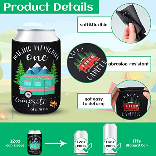 Raiten 12 Pcs Camping Can Sleeves One Happy Camper Can Sleeves Soda Can Beverage for Camping Picnic Outdoor Activities Supplies Camper Decoration Rv Decorations for Inside Camper - Image 4