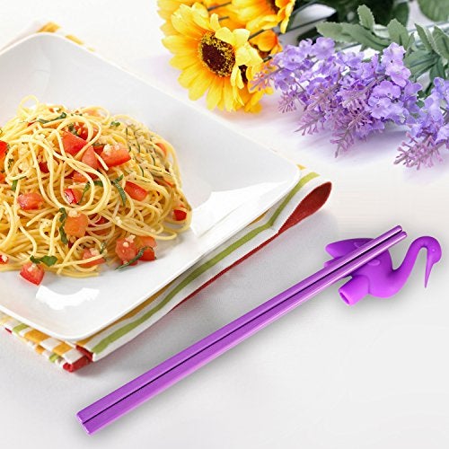 SINGARE Training chopsticks for kids adults and beginners - 5 Pairs chopstick set with attachable learning chopstick helper - right or left handed - Image 4