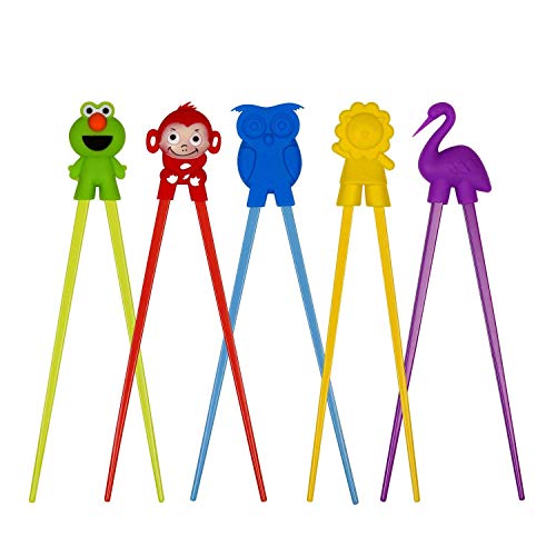SINGARE Training chopsticks for kids adults and beginners - 5 Pairs chopstick set with attachable learning chopstick helper - right or left handed - Image 1