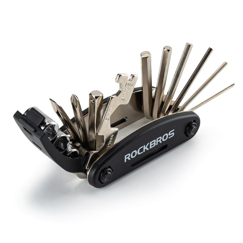 روكبروز ROCKBROS أداة إصلاح الدراجة جيب الدراجة متعددة الوظائف أداة قابلة للطي 16 في 1 أسود - Image 1