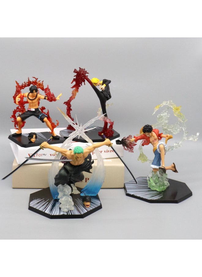 Generic - One Piece Anime Figurines Fire Fist Luffy Ace Ghost Sword Zoro Devil Wind Leg Sanji Model Toys Peripheral Decorations-Color:Second Generation Fire Boxing Ace A (bag) - Image 1