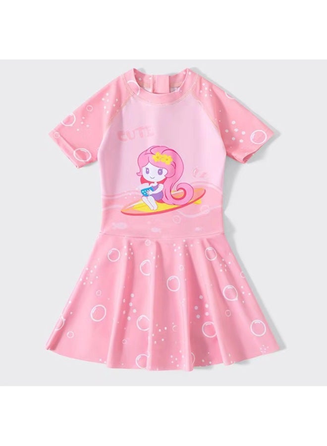 إسكدنيا ملابس سباحة للأطفال بناتي صيفية صغيرة ومتوسطة وكبيرة للأطفال من سن 4 إلى 13 سنة، يمكن ارتداء تنورة كرتونية لطيفة لملابس السباحة الربيعية الساخنة للفتيات - اللون: 2066 【وردي】】- - Image 5