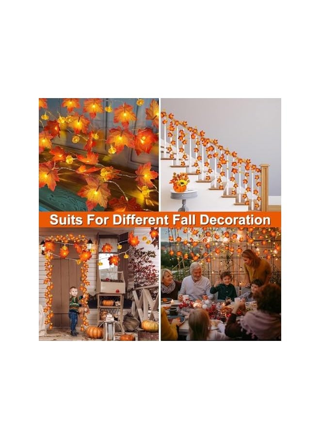 The Bros Maple Leaves String Light,Fall Thanksgiving Decorations Pumpkin String Lights,3M 20LED Halloween Pumpkin String Lights,Fall Garland Leafs Lights for Holiday Party Indoor Outdoor Decor-Style-B  - Image 5