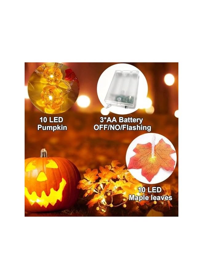 The Bros Maple Leaves String Light,Fall Thanksgiving Decorations Pumpkin String Lights,3M 20LED Halloween Pumpkin String Lights,Fall Garland Leafs Lights for Holiday Party Indoor Outdoor Decor-Style-B  - Image 4