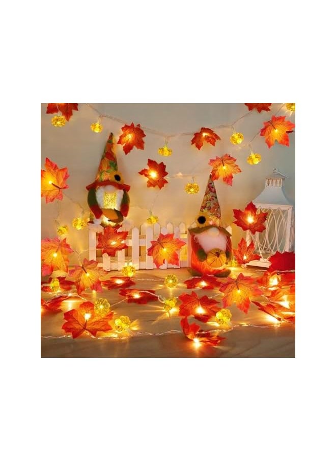 The Bros Maple Leaves String Light,Fall Thanksgiving Decorations Pumpkin String Lights,3M 20LED Halloween Pumpkin String Lights,Fall Garland Leafs Lights for Holiday Party Indoor Outdoor Decor-Style-B  - Image 3