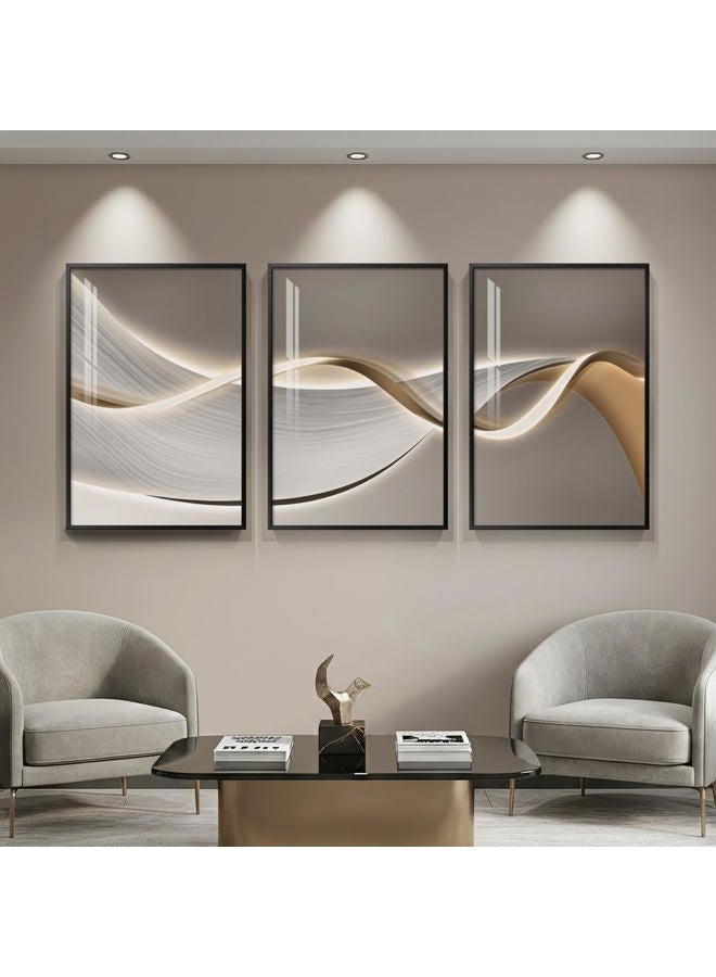 Cuspin Large Framed Modern Luxury Abstract Wall Art for Living Room, 3 Piece Contemporary Elegant Bright Prints Paintings, Minimalist Flow Line Pictures for Bedroom, Entryway, Home Office Wall Decor 24x36 In - Image 3
