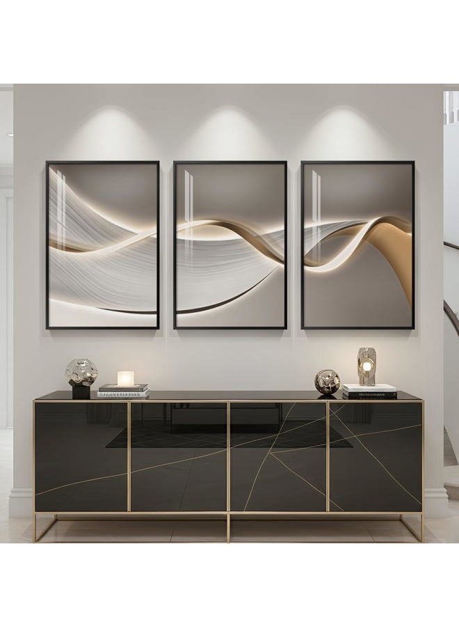 Cuspin Large Framed Modern Luxury Abstract Wall Art for Living Room, 3 Piece Contemporary Elegant Bright Prints Paintings, Minimalist Flow Line Pictures for Bedroom, Entryway, Home Office Wall Decor 24x36 In - Image 4