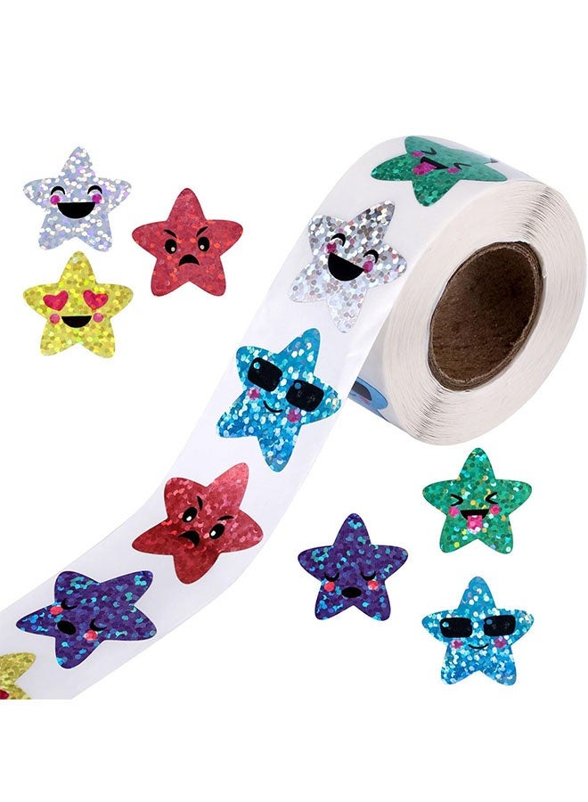 1000 Pcs Glitter Star Stickers, 1 Inch Foil Small Shiny Stickers for Kids Reward, Holographic Rainbow Incentive Stickers for Teacher Office Supplies, Party Decoration - Image 1