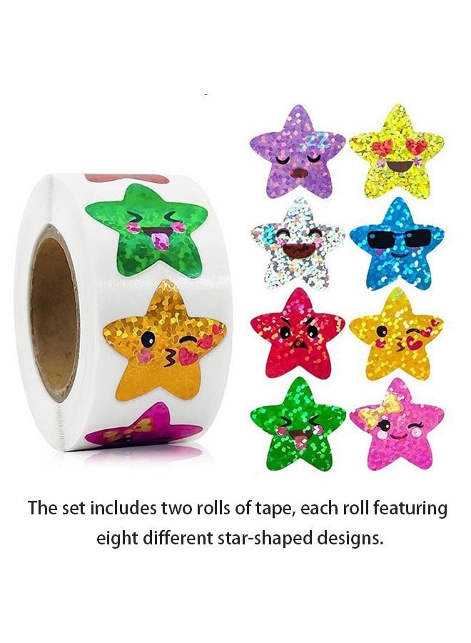 1000 Pcs Glitter Star Stickers, 1 Inch Foil Small Shiny Stickers for Kids Reward, Holographic Rainbow Incentive Stickers for Teacher Office Supplies, Party Decoration - Image 2