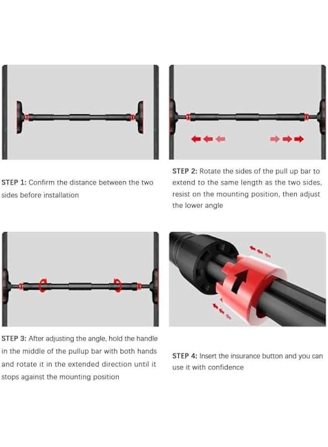 هوكور قضيب سحب من توريسيك بدون براغي للمدخل وصالة الالعاب الرياضية المنزلية قابل للتعديل على الابواب بعرض 35.4-51.2 انش مع بساط كبير مضاد للانزلاق وقفل امان، اقصى دعم حتى 750 باوند - Image 2