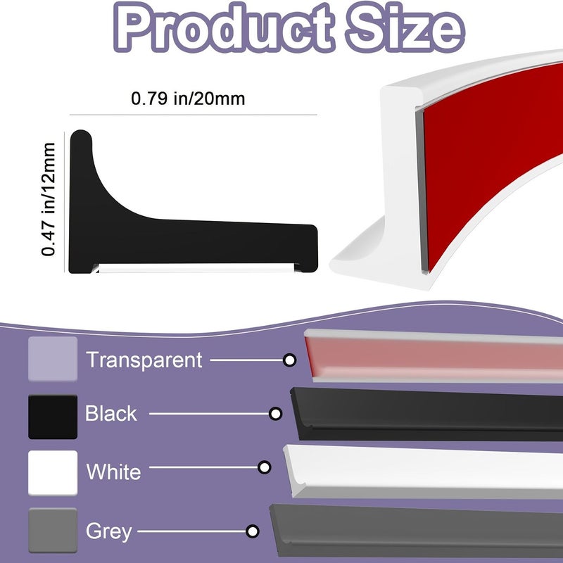 Grey 5M Self Adhesive Silicone Foldable Shower Door Threshold Water Barrier For Bathroom Kitchen Countertop Splash Guard 196 85 Inches - Image 1