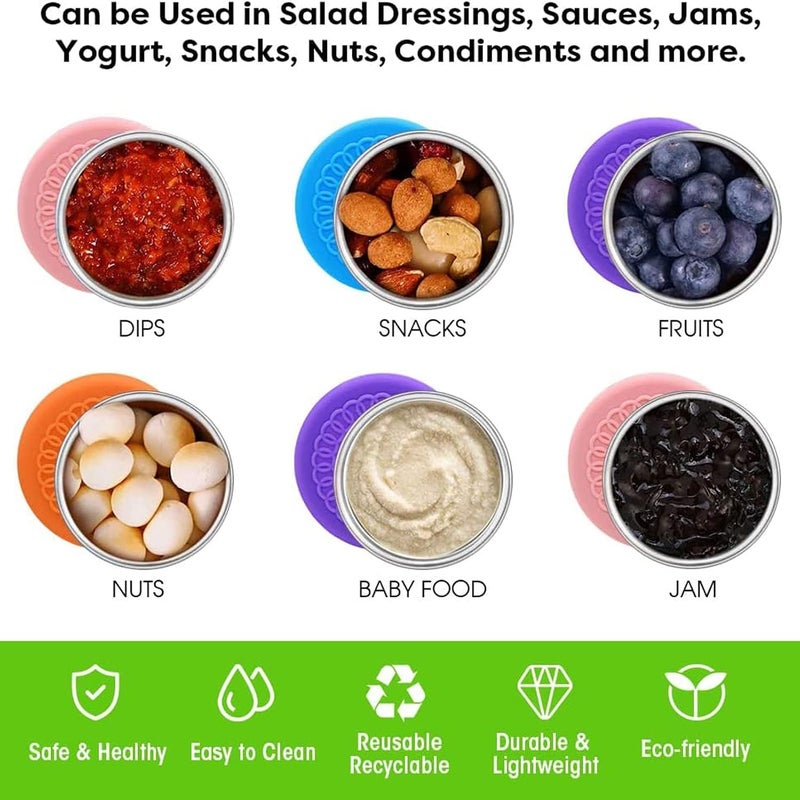 SWIUKPHE Globally trusted affordable quality 6 Pcs 2.4oz Stainless Steel Small Condiment Containers with Lids, Leakproof Dipping Sauce Cups, Reusable Mini Sauce Storage Boxes Portable Condiment Cups for Bento Box Lunch Box Kids School Travel Trendy versatile build - Image 4