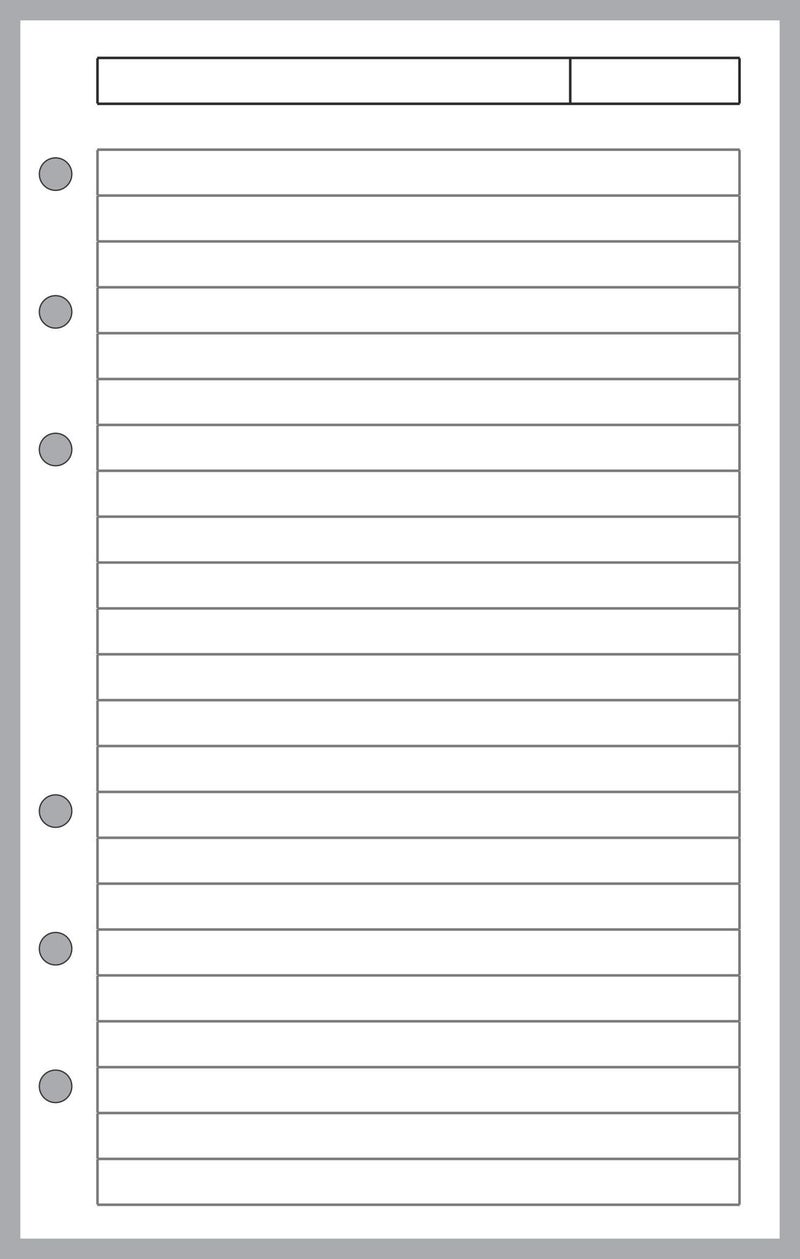 Compact Size Notes Pages Planner Insert, Sized and Punched for Franklin Covey Compact and Other Notebooks (4.25" x 6.75")
