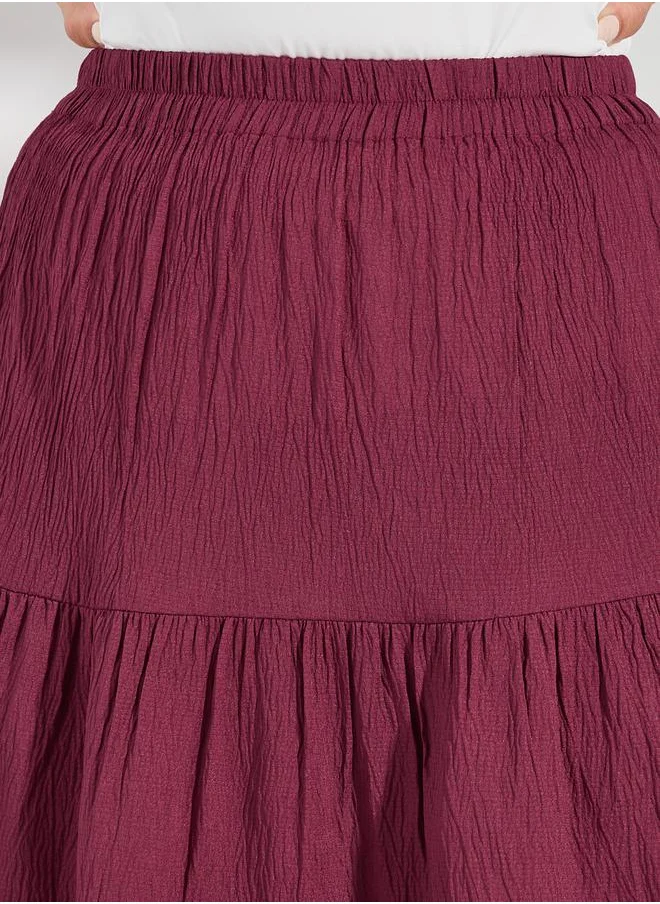 ستايلي Textured Tiered Knee Length Skirt