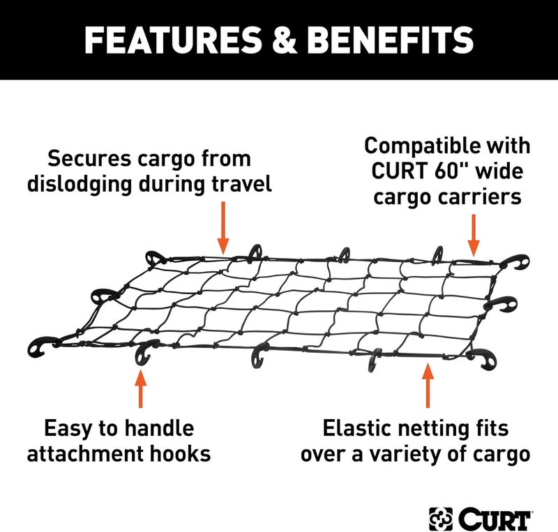 CURT 43 x 24-Inch Elastic Cargo Net with Hooks - Image 3
