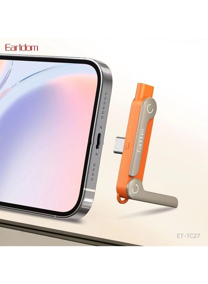 أيرلدوم محول وحامل قابل للطي Earldom TC27 بقدرة 240 واط (USB-C إلى USB-C)؛ حل متكامل للشحن والمشاهدة يتميز بتصميم قابل للطي وقابل للتعديل، وحجم مدمج يجعله مثالياً للاستخدام المكتبي أو التنقل - اللون البرتقالي. - Image 4