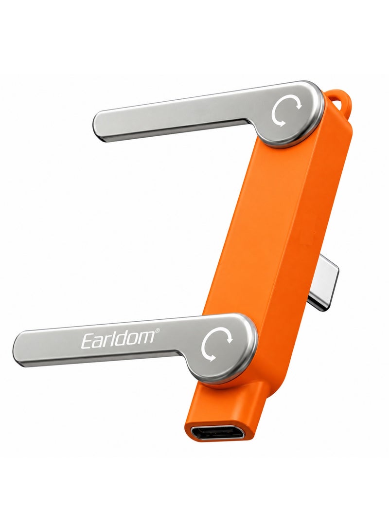 أيرلدوم محول وحامل قابل للطي Earldom TC27 بقدرة 240 واط (USB-C إلى USB-C)؛ حل متكامل للشحن والمشاهدة يتميز بتصميم قابل للطي وقابل للتعديل، وحجم مدمج يجعله مثالياً للاستخدام المكتبي أو التنقل - اللون البرتقالي. - Image 2