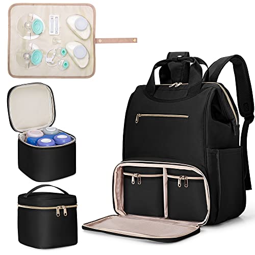 Fasrom Wearable Breast Pump Bag Backpack With Cooler and Tote, Compatible With Momcozy, Medela and Elvie Hands Free Pumps, Black (Patent Design) - Image 1