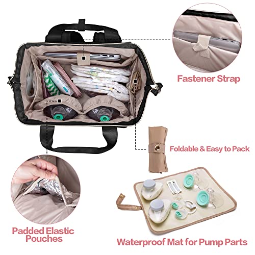 Fasrom Wearable Breast Pump Bag Backpack With Cooler and Tote, Compatible With Momcozy, Medela and Elvie Hands Free Pumps, Black (Patent Design) - Image 3