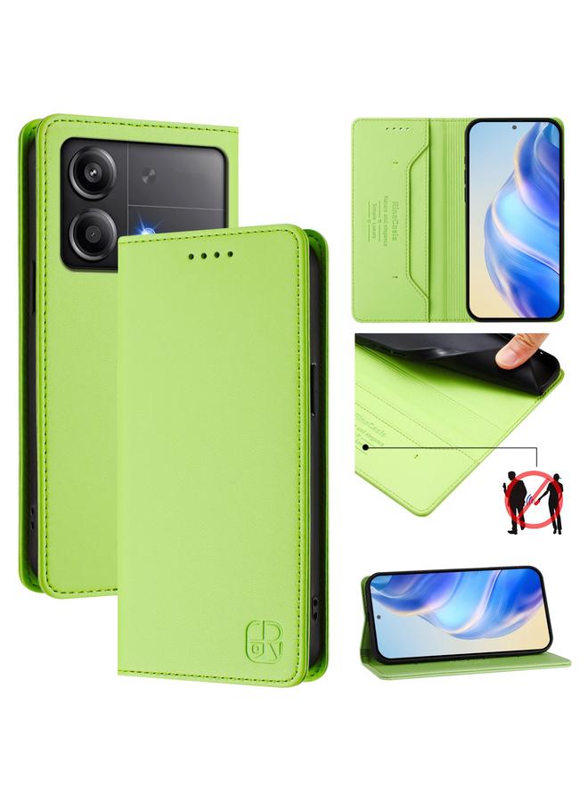 The Bros Case For Xiaomi Poco X6 Neo 5G RC01 Dual-Folded Magnetic Suction RFID Leather Phone Case
