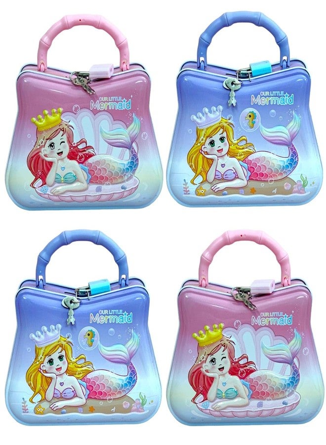 تارا13 حصالة نقود على شكل حورية البحر للبنات من تيرا 13، حصالة على شكل حورية البحر، صندوق توفير، حصالة على شكل حورية البحر بقفل، حصالة نقود للبنات، صندوق عملات معدنية على شكل حورية البحر للأطفال، هدايا للأطفال (قطعتان) - Image 2