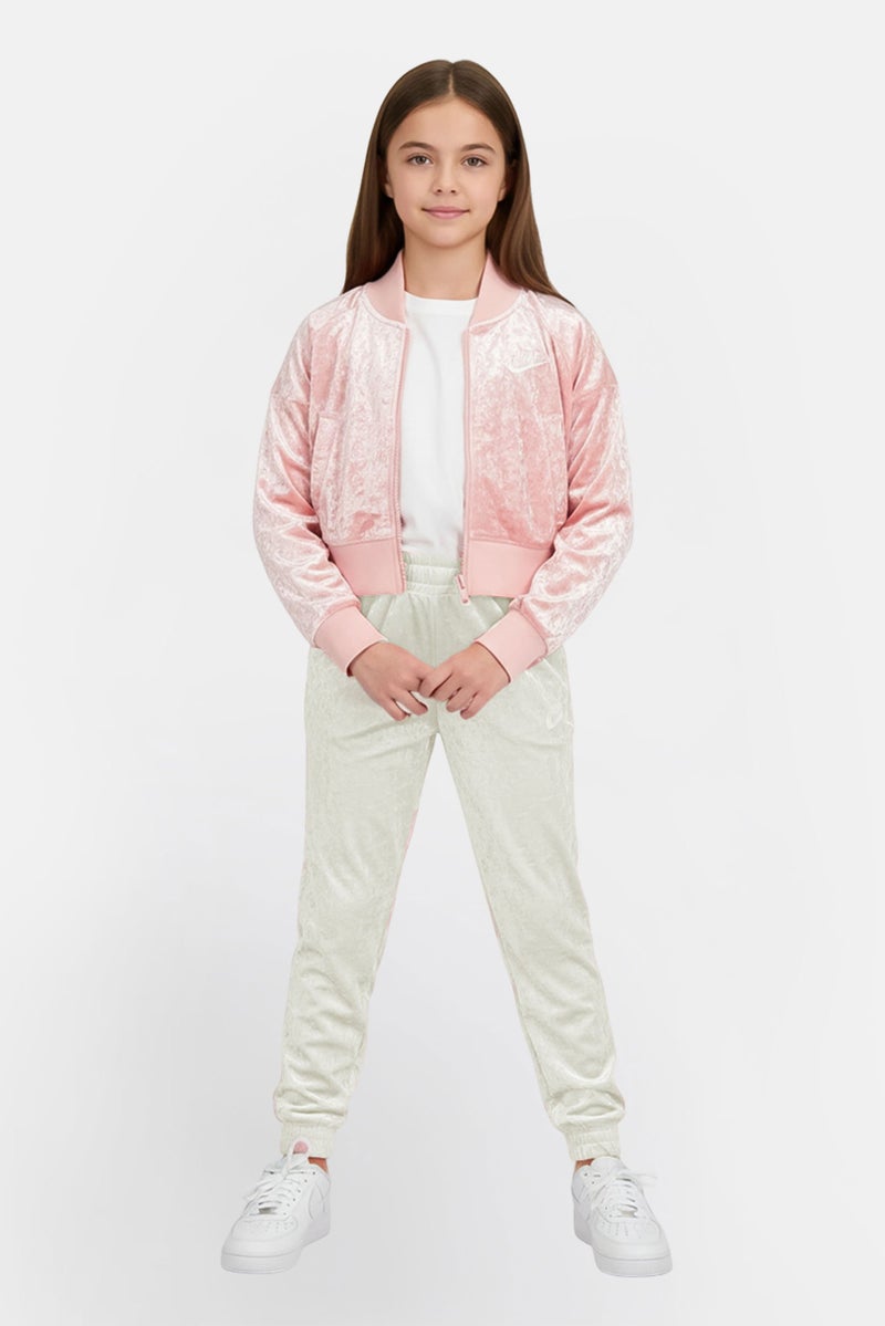 Nike Kids Girl Sportswear Fit Long Sleeve Outdoor Sweatshirt, Pink - Image 1