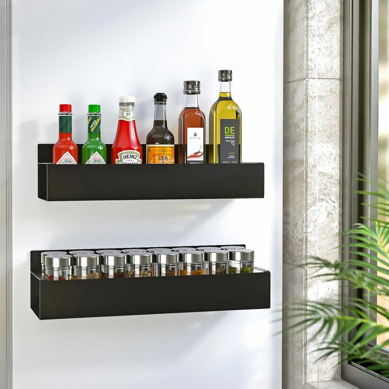 MosQuick® Set of 2 Magnetic Spice Rack for Fridge Side Storage Rack Magnetic Shelves Magnetic Fridge Organizer Magnetic Shelf Spice Rack Organizer for kitchen laundry magnetic rack for fridge magnet - Image 5