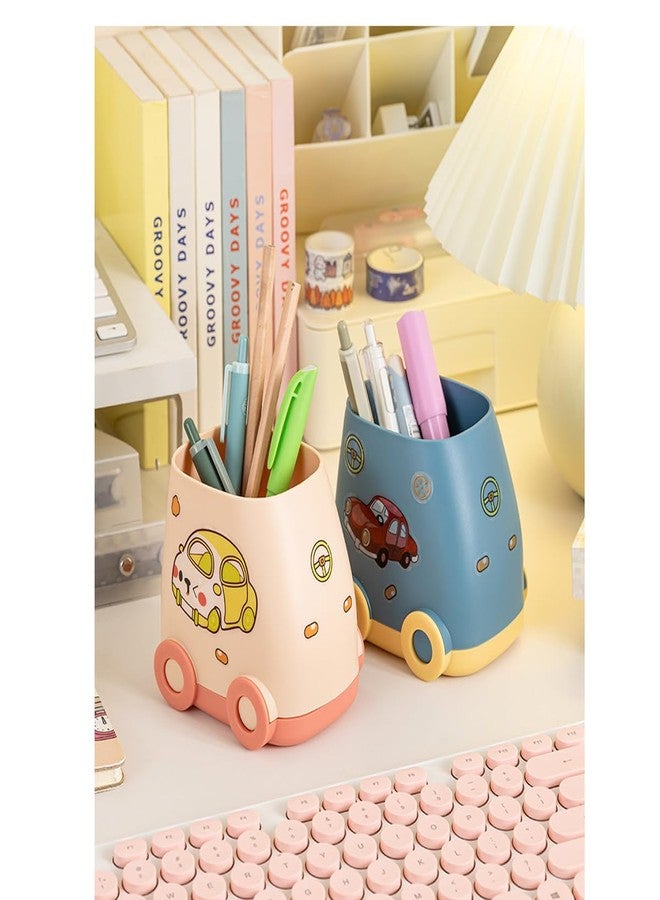 Hibucuo Car Pen Holder for Desk Plastic Pencil Holder Cute Car Organizer Fit for Kid Adult, Car Shape Pen Holder Fit Home Office School (Blue) - Image 4