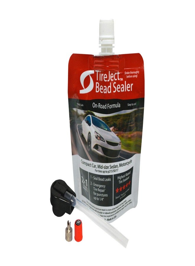 TireJect On-Road Automotive Tire Sealant Single Tire Repair Kit for Bead Leaks and Punctures (Compact Car, Mid-Size Sedan, Motorcycle) - Image 1