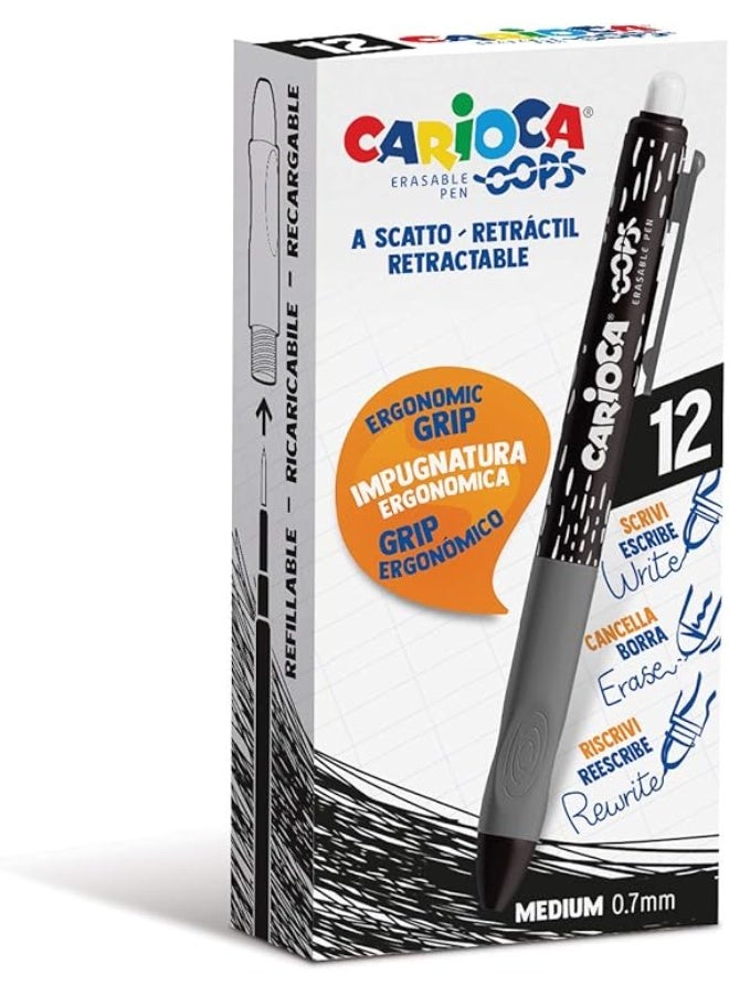 كاريوكا أقلام كاريوكا أوبس القابلة للمسح، لون أسود، 12 قطعة في العبوة - Image 1
