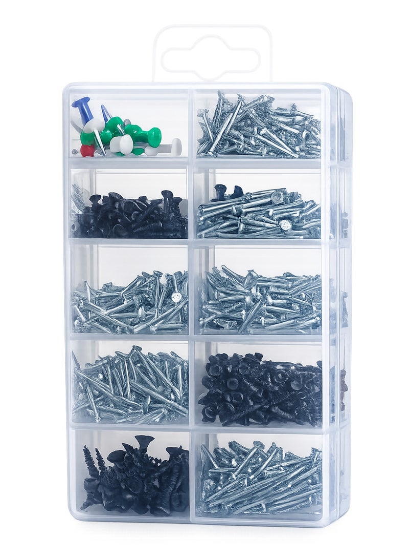 450PCS Hardware Kit Screws Nails Wall Plugs Set with Storage Box Assorted Fasteners DIY Repair Kit Multi Purpose Home Office Tool Kit Organizer Box - Image 2