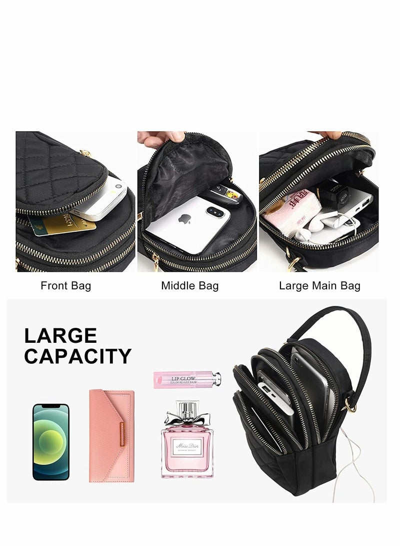 Excefore Cell Phone Purse, Quilted Crossbody Bag for Women Girls Cell Phone Handbag Smartphone Designer Phone Pouch with Shoulder Bags Cute Crossbody Purse Wallet - Image 4