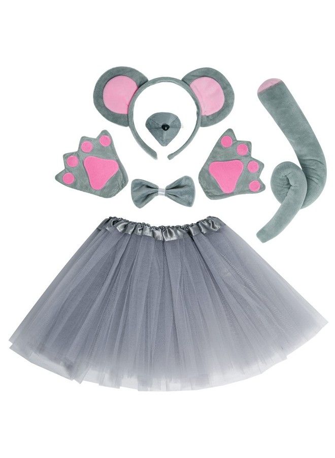 Dxhycc Kids Mouse Costume Mouse Ears Headband Nose Bow Tie Tail Paws Tutu Skirt Animal Fancy Costume Kit Halloween Cosplay Party Accessories  - Image 2