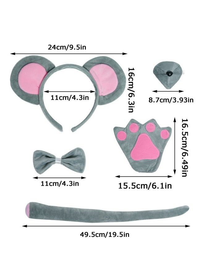 Dxhycc Kids Mouse Costume Mouse Ears Headband Nose Bow Tie Tail Paws Tutu Skirt Animal Fancy Costume Kit Halloween Cosplay Party Accessories  - Image 3