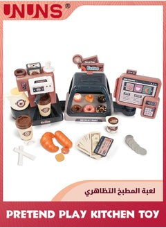 Pretend Play Kitchen Toy With Sound Light,Play Food Set For Toddles Kids,41 Pcs Realistic Shopping Set Coffee Machine And Cashier,Role Play For Ages 3 Years And Up Boys Girls