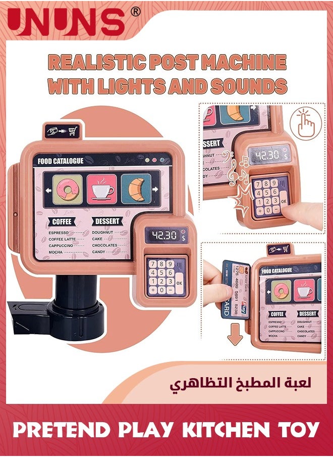 UNUNS - Pretend Play Kitchen Toy With Sound Light,Play Food Set For Toddles Kids,41 Pcs Realistic Shopping Set Coffee Machine And Cashier,Role Play For Ages 3 Years And Up Boys Girls - Image 1