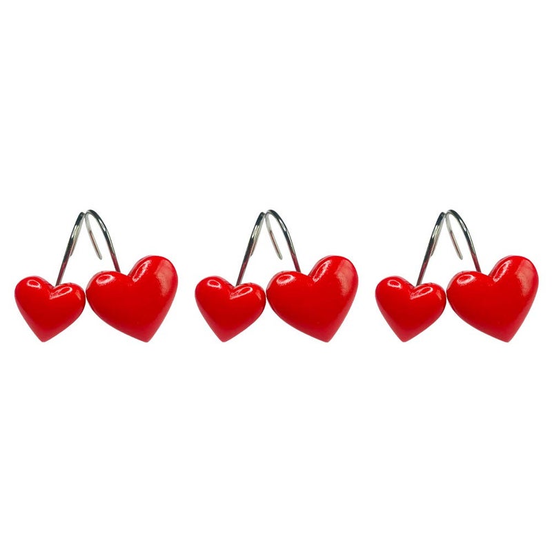 Twofishes Valentine Gift Lovely Heart-shaped Shower Curtain Hooks S/12 Anti Rust Heart Shower Curtain Hooks Pack of 12 Decorative Heart Resin Shower Curtain Rings Set of 12 - Image 4