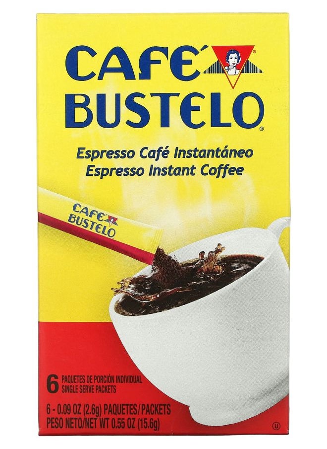 Café Bustelo Espresso Instant Coffee 6 Packets 0.09 oz (2.6 g) Each 