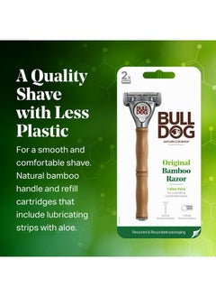 BULLDOG Mens Skincare And Grooming Original Bamboo Razors For Men With A Natural Bamboo Razor Handle And 2 Razor Refills  - Image 2