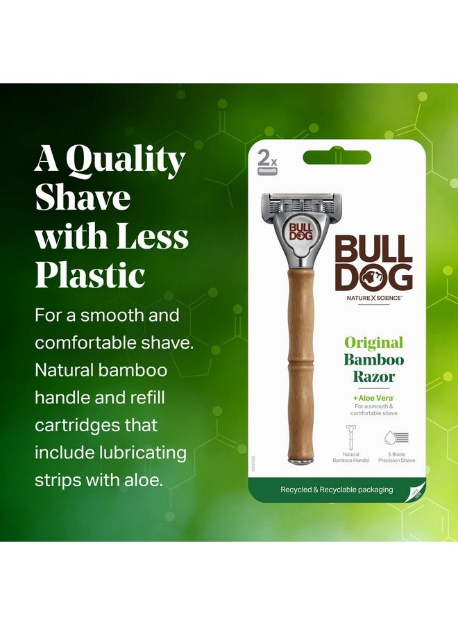 BULLDOG Mens Skincare And Grooming Original Bamboo Razors For Men With A Natural Bamboo Razor Handle And 2 Razor Refills - Image 2
